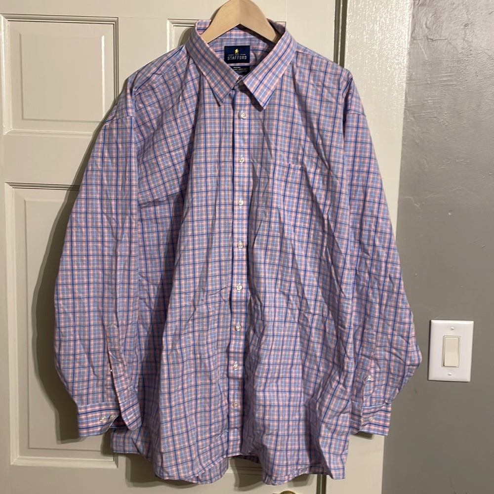 Neck-19 blue and orange Stafford dress shirt